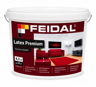 Фарба інтер’єрна акрилова Feidal Latex Premium глибокоматова миюча для стін і стелі Біла 4.5 л