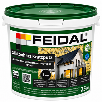 Штукатурка фасадна силіконова баранчик зерно 1 мм Feidal Silikonharz Kratzputz 25 кг