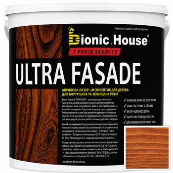 Фарба для дерева фасадна ультрастійка ULTRA FASADE Bionic-House 0,8л Золотий Горіх