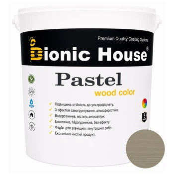 Фарба для дерева PASTEL Wood Color Bionic-House — декоративно-захисна, для фасаду, меблів і паркану 0,8 л Сірий сланець