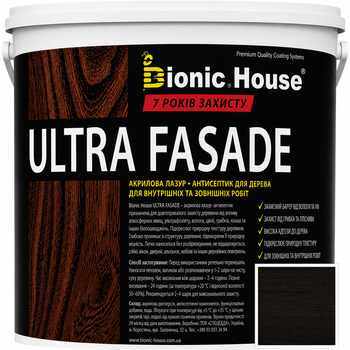 Фарба для дерева фасадна ультрастійка ULTRA FASADE Bionic-House 0,8л Чорний