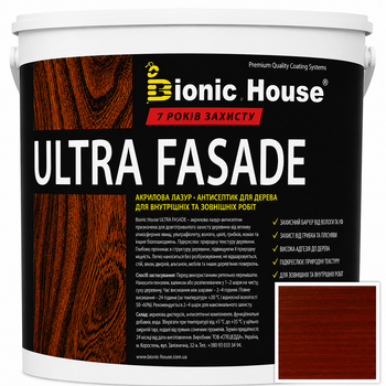 Фарба для дерева фасадна ультрастійка ULTRA FASADE Bionic-House 10л Шоколад