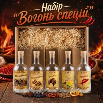 Подарочный набор для настоек Огонь специй 5 бутылок 0,5 л со специями