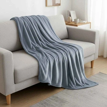 Покривало велюрове однотонне Comfort (блакитне) 200х150 см