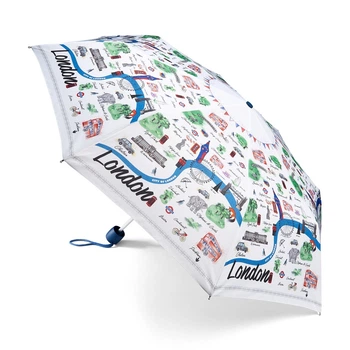 Зонт женский механический компактный облегченный FULTON L354-042328 Minilite-2 London Map белая
