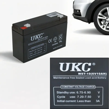 Аккумулятор BATTERY 6V 10A UKC, Свинцово-кислотная универсальная аккумуляторная батарея с гелевым наполнением