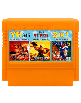 Збірник Ігор RMC Famicom Dendy 3 in 1 YH345 Sonic 5, Gun Nac, Contra Force (6) 90х TV Game Англійська Версія Тільки Картридж Б/У