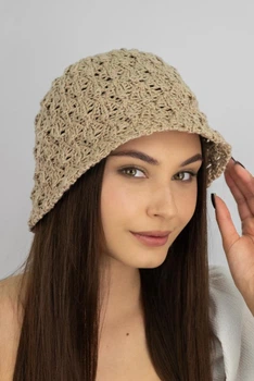 Женская летняя ажурная панама Шарм Braxton 1583 светлый кофе 56-59 р