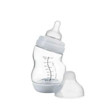 Стеклянная антиколиковая бутылочка Difrax S-bottle Wide с силиконовой соской 200 мл белый (3331FE)