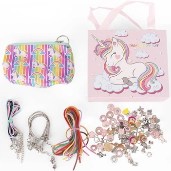 Zestaw do robienia bransoletek charms Jednorożec kreatywny zestaw biżuterii dziecięcej DIY dla dziewczynki 170 elementów (7093099) (6902070930994)