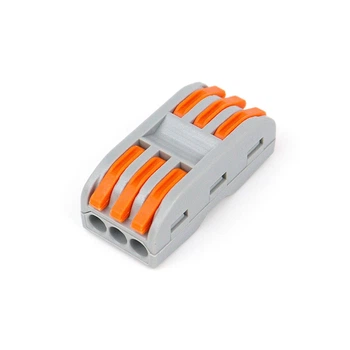 Клемма проходная типа WAGO 3 на 3 провода 0.08–4 мм²/12–28AWG 32А 250В рычажный зажим