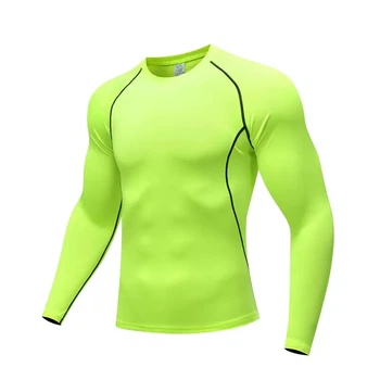 Мужской компрессионный термо-лонгслив (Neon Green, Performance Fit) M