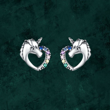 Серебряные серьги «Сказочный единорог»
