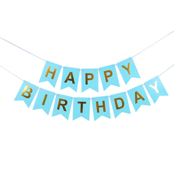 Паперові прапорці Happy Birthday | Блакитний