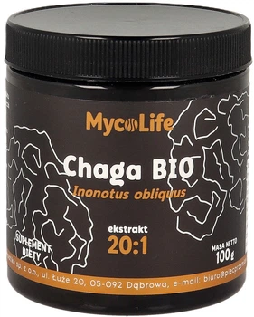 Ekstrakt z grzybów Chaga Piec Przemian MycoLife Chaga Bio w proszku 100 g (5902837813035)