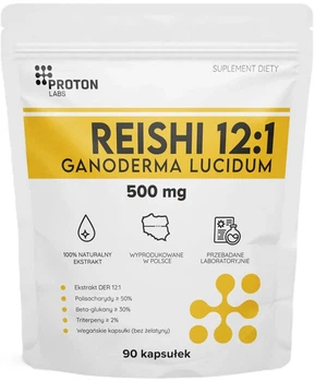 Ekstrakt z owocników Reishi Proton Labs Ganoderma lucidum 12:1 500 mg 90 kapsułek (5904209824885)