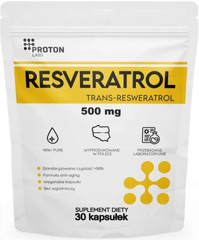 Ekstrakt z korzenia rdestowca japońskiego Proton Labs Resveratrol 500 mg 30 kapsułek (5904209824625)