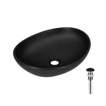 Раковина накладная 415x340x140 мм Qtap Dove Matt Black + Донный клапан PU03