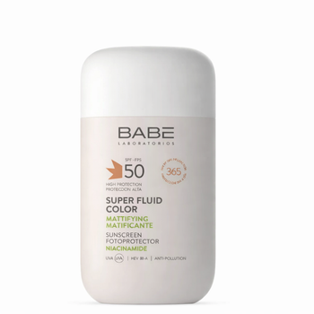 Сонцезахисний супер флюїд BB BABE Laboratorios (БАБЕ Лабораторіос) Super Fluid Color SPF 50 – з тонувальним та матуючим ефектом, 50 мл