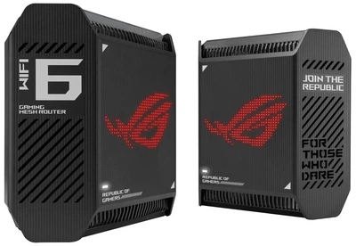 Система WiFi-Mesh ASUS ROG Rapture GT6 AX10000, 3xGE LAN, 1x2.5GE WAN, 1xUSB 3.2, 2 модуля, черный.