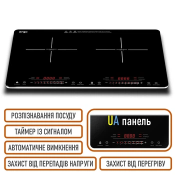 Плитка индукционная ERGO для посуды 12-30см, стеклокерамика, автовыключение, таймер (IHP-2530)