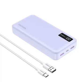 Зовнішній акумулятор повербанк UGREEN Power Bank, 20000 mAh 22.5 W Portable Charger USB C Input & Out Purple (PB312)