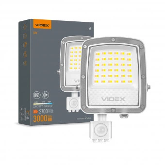 LED прожектор VIDEX F5 30W с датчиком движения и освещенности (VL-F5-030CW-S)