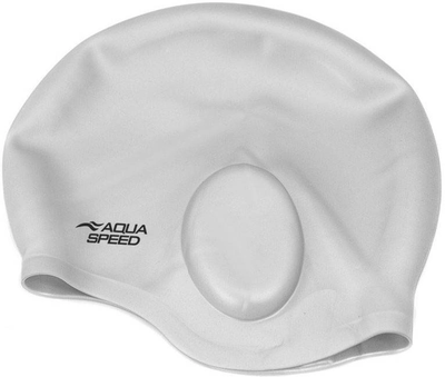 Шапочка для плавания AQUA SPEED Ear Cap, силиконовая, серебристая, универсальный размер OSFM (128-26)