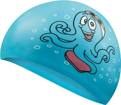 Шапочка для плавания AQUA SPEED Kiddie, детская, силиконовая, голубая, универсальный размер OSFM (142-Octopus)
