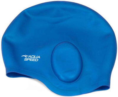 Шапочка для плавания AQUA SPEED Ear Cap, силиконовая, синяя, универсальный размер OSFM (128-01)