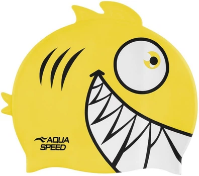 Шапочка для плавания AQUA SPEED ZOO Pirana, детская, силиконовая, желтая, универсальный размер OSFM (246-18)