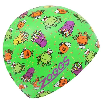 Шапочка для плавания Zoggs Printed, взрослая, силиконовая, зеленая, универсальный размер OSFM (465048.SEPLGN)