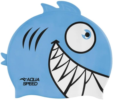 Шапочка для плавания AQUA SPEED ZOO Pirana, детская, силиконовая, голубая, универсальный размер OSFM (246-02)