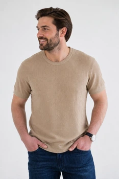 Чоловіча фактурна футболка Bugatti пісочного кольору - розмір 28/56 (2XL) (15526E/40/7200 )