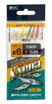 Самодур GOLDEN CATCH SABIKI F405 № 6 (5 гачків) Multicolor (ставрида, сарган, луфарь)