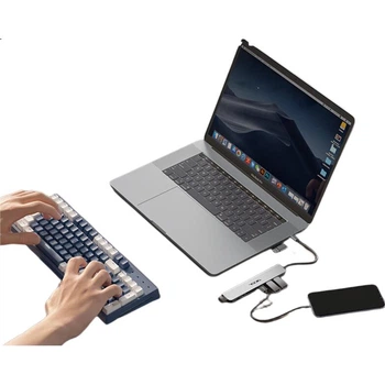 Док-станція розширення Acer Type-C, концентратор USB 3.0 з адаптером для зчитування карт SD/TF, восьмивхідна док-станція розширення, сумісна з MacBook та планшетами Huawei