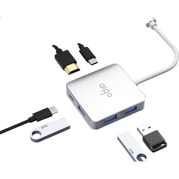 Док-станція розширення Aigo Type-C, USB-хаб, адаптер HDMI, конвертер 4K 60Hz, док-станція розширення для ноутбука PD 100W USB JZ06-H (металева)