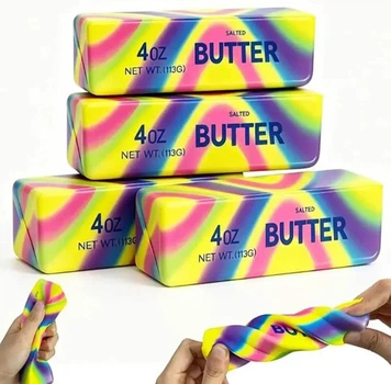 Сквіш антистрес масло Salted butter радужне різнокольорове іграшка