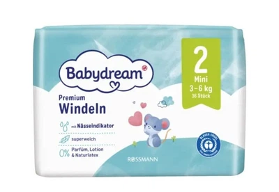 Підгузники Babydream 2, 3-6 кг, 36 шт в пачці
