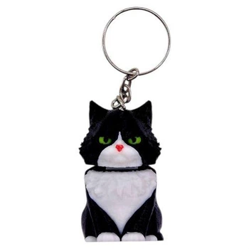 Брелок 3d печать "КОТИК С пружиной" (черный), KEYCHAIN