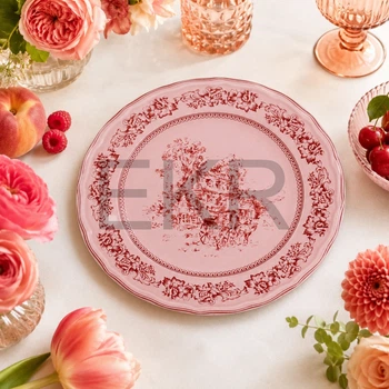 Тарілка порцелянова Heritage Toile Collection 22x2.5 см вінтажний рожевий (K309)