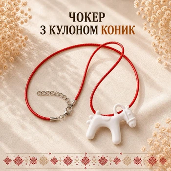 Кулон Закарпатский коник на шнурке 3D этно подвеска оберег украинский стиль 2,6×2,8 см белый