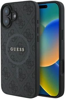 Etui na smartfon Guess 4G Ring Classic Logo MagSafe do Apple iPhone 16 Black (3666339327200)