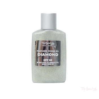 Масло сухое парфюмированное сияющее с шиммером Diamond (виноградное, кунжутное, персиковое) UVB/UVA SPF 20. 100 мл. Топ Бьюти, Top Beauty