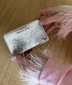 Жіночий гаманець Michael Kors Small Crackled Patent Wallet Silver