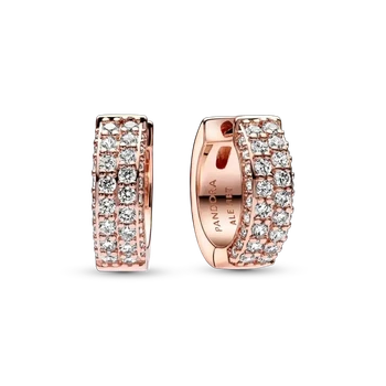 Pandora Серьги "Два ряда паве" (Rose-Gold)