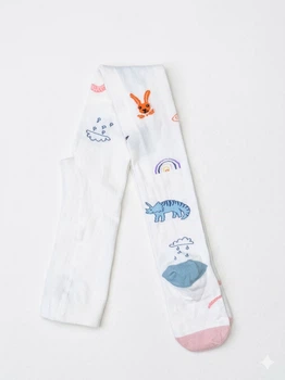Колготки бавовняні з принтом для дівчинки H&M 0619739-5 092 см (18-24 months) білий