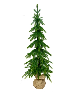 Елка искусственная Forest Elf Green Mix в мешковине, узкая литая 120 см зеленая