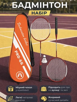Набор ракетки для бадминтона Newt King Badminton Pro 2 ракетки волан чехол (NE-BD-209GB)