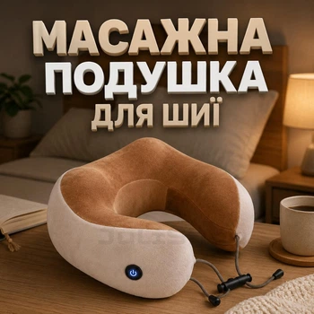 Масажна подушка для шиї Gelius Smart Pillow Massager U-Shaped з вібромасажем і підігрівом (бежева)